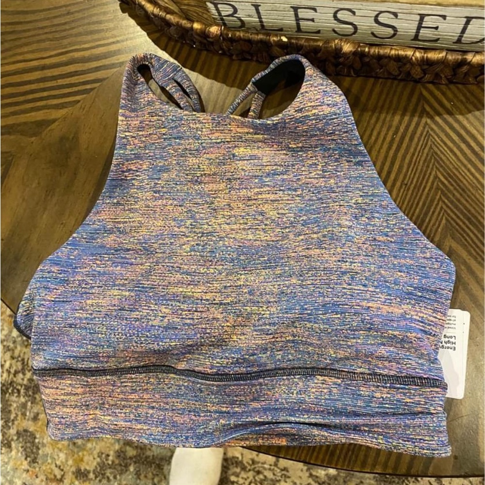 Lululemon longline energy bra in color Special Fusion Jacquard Autumn Red Teal